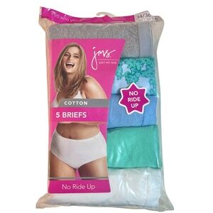 Just My Size Cotton Briefs Panties Plus Size 14 5 Pairs Hi Cut No Ride Up Blue